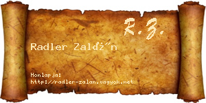 Radler Zalán névjegykártya